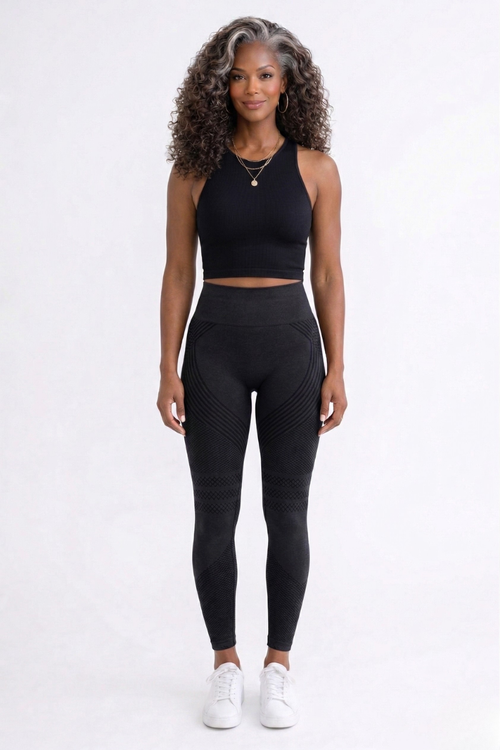 Women's anti-cellulite high-waist leggings in Black by Kalt
